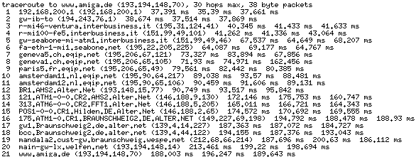 traceroute www.amiga.de